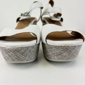 Clarks Shoes Clarks Nadene Lola White Leather Wedge Sandals Size 1m Poshmark